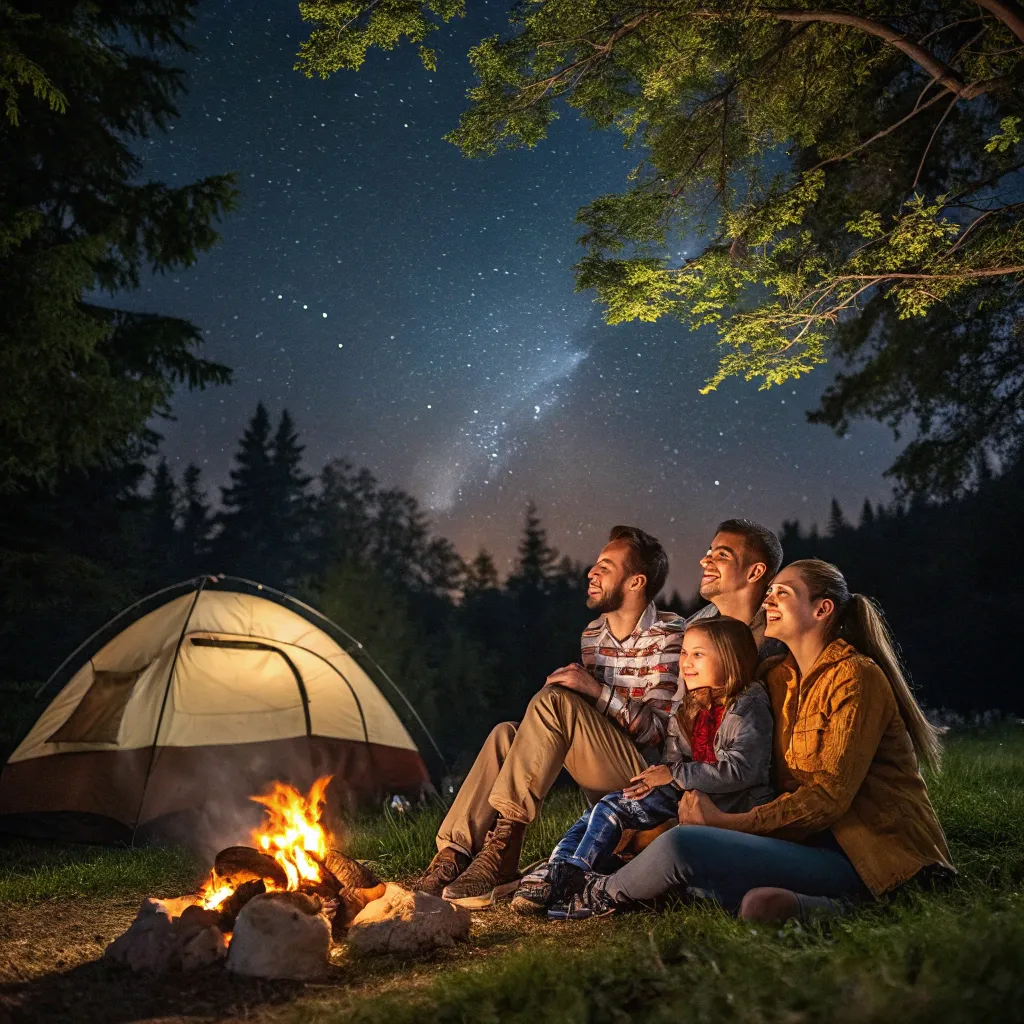 James with his family camping