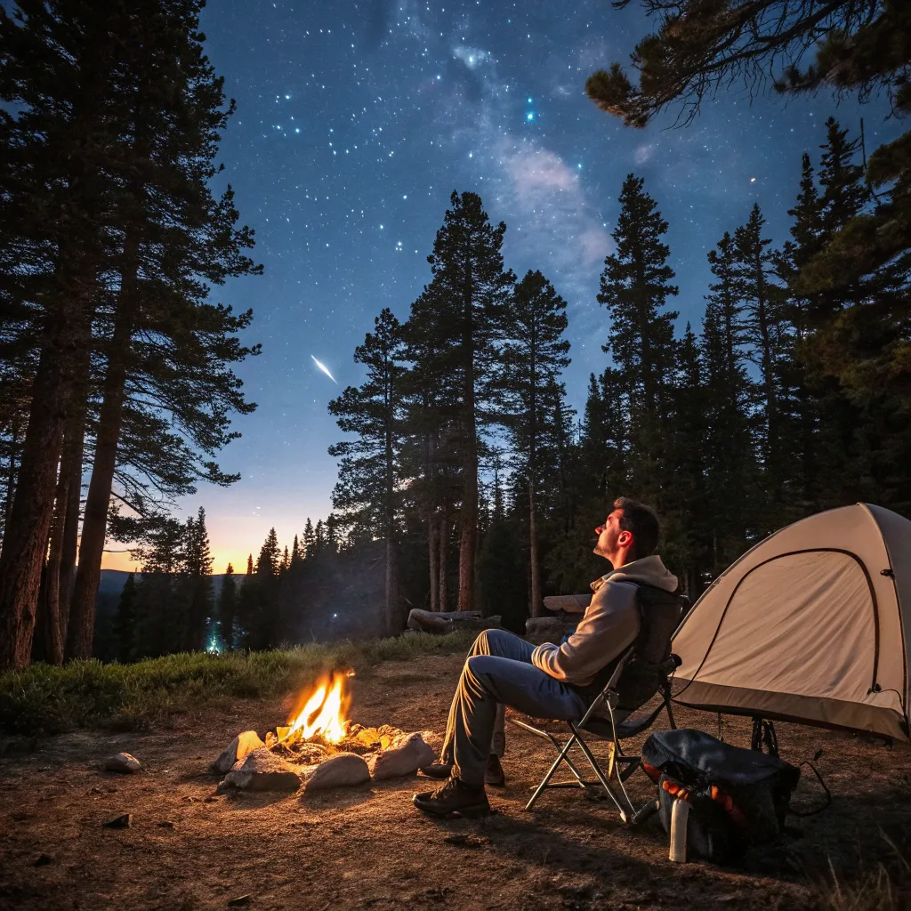 Michael enjoying a serene campsite